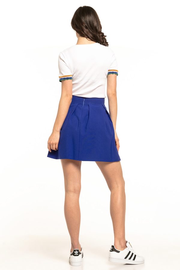 Navy Blue Short Skirt in Skirts with Spandex and Polyester