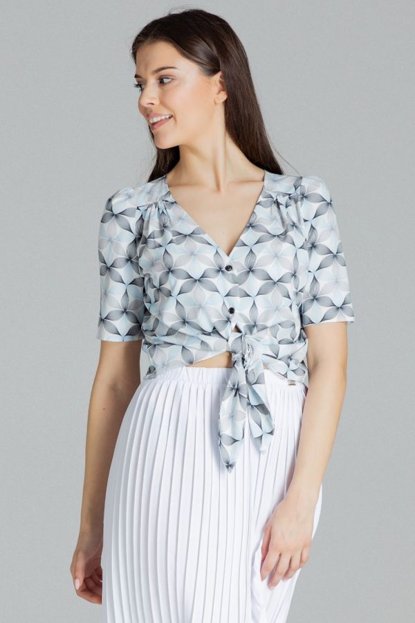 Multicolor Short Sleeve Shirt in Shirts For Women with Spandex and Polyester