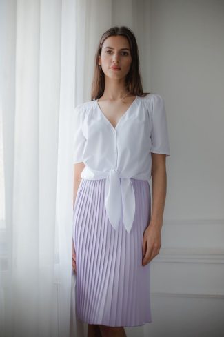 White Short Sleeve Shirt in Shirts For Women with Spandex and Polyester
