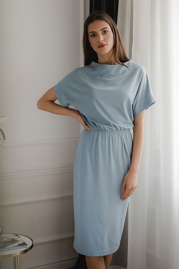 Blue Daydress in Day Dresses with Spandex, Polyester and Viscose