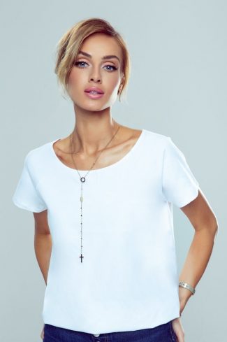 White Blouse in Women`s Blouses, Tunics with Spandex and Viscose