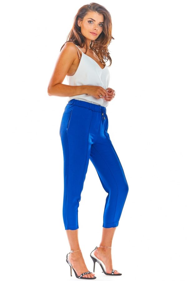 Blue Women Trousers in Pants, Trousers, Shorts with Spandex and Polyester