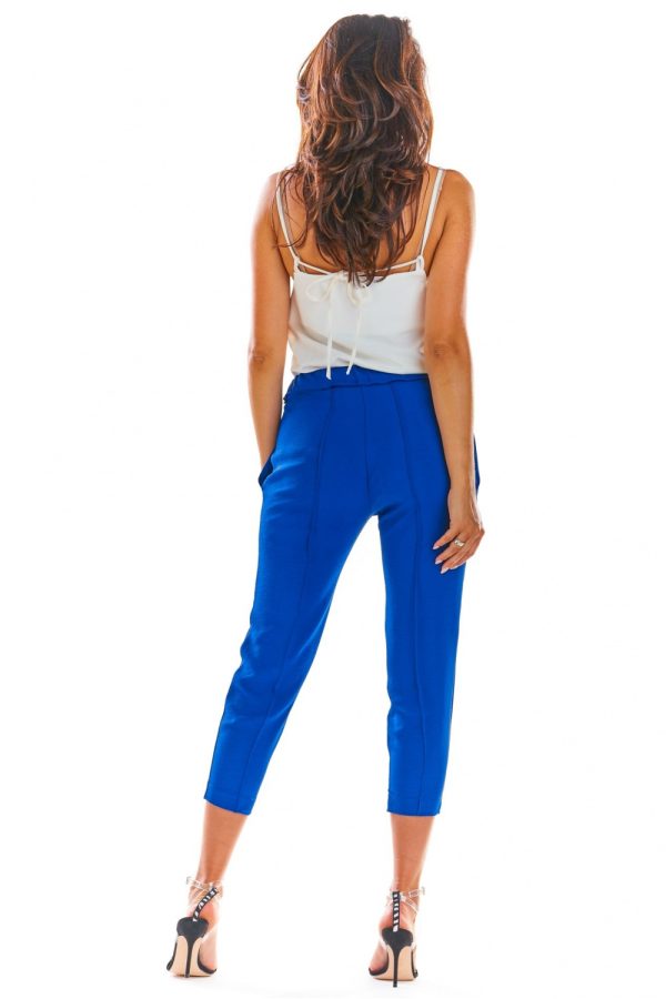 Blue Women Trousers in Pants, Trousers, Shorts with Spandex and Polyester