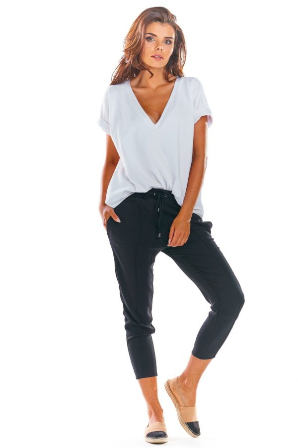 Black Women Trousers in Pants, Trousers, Shorts with Spandex and Polyester