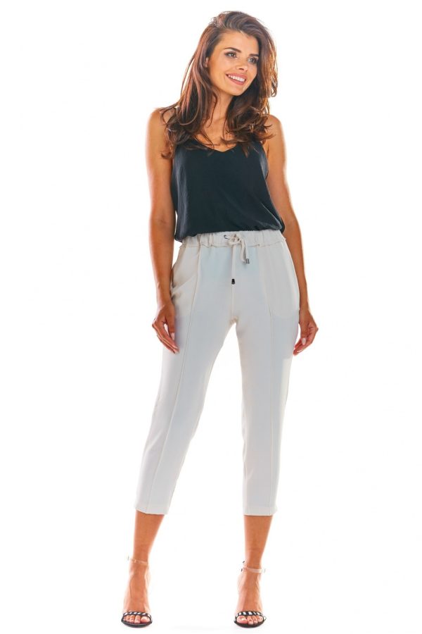 Beige Women Trousers in Pants, Trousers, Shorts with Spandex and Polyester