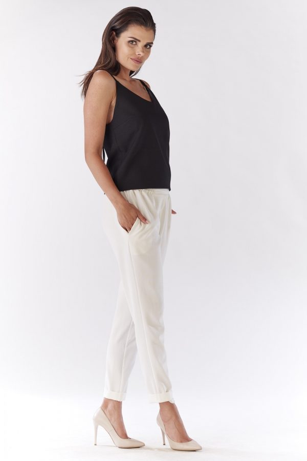 Beige Women Trousers in Pants, Trousers, Shorts with Len and Polyester