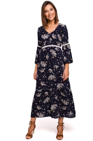 Navy Blue Daydress in Day Dresses with Polyester and Viscose