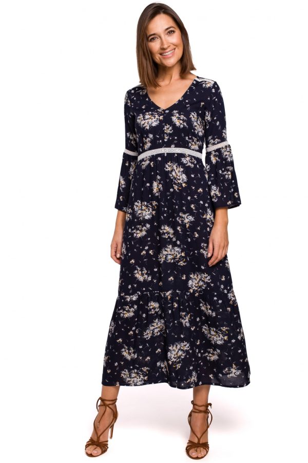 Navy Blue Daydress in Day Dresses with Polyester and Viscose
