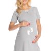 887206 Grey Maternity Nightgown in Maternity Nightwear with Polyester and Viscose
