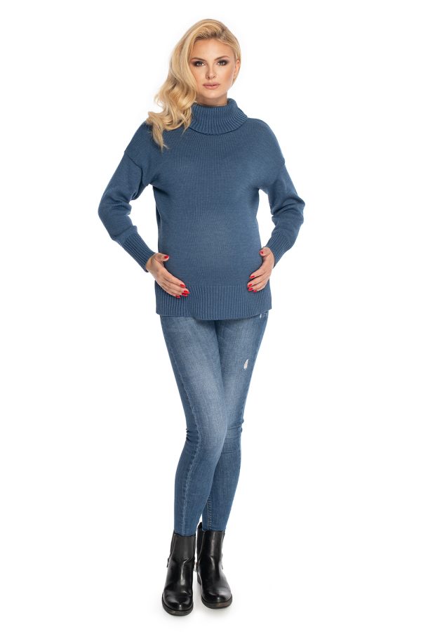 Blue Pregnancy Sweater in Sweter Ciążowy with Acrylic and Cotton