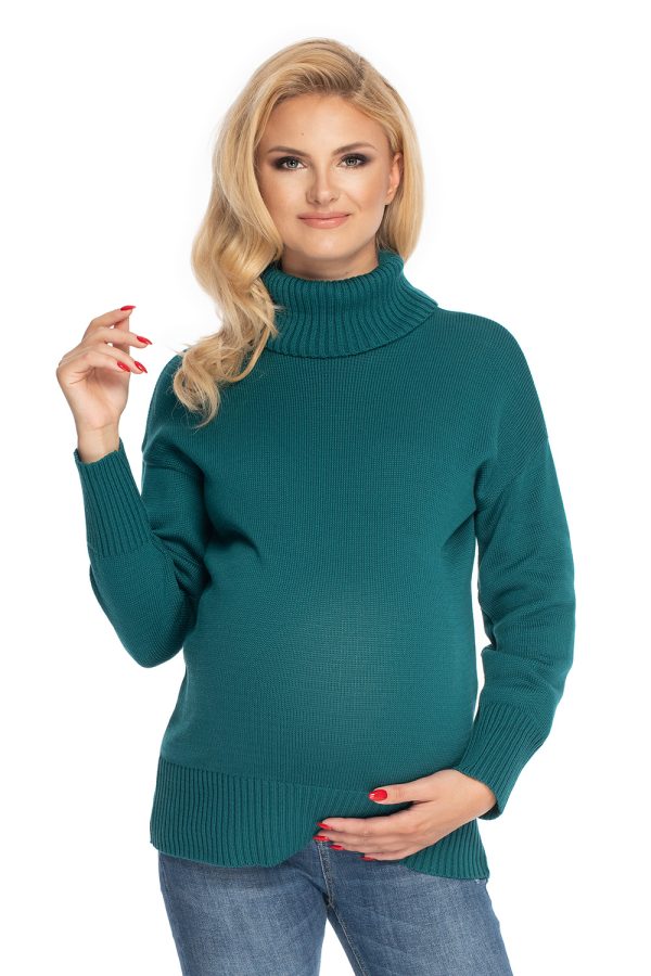 Green Pregnancy Sweater in Sweter Ciążowy with Acrylic and Cotton