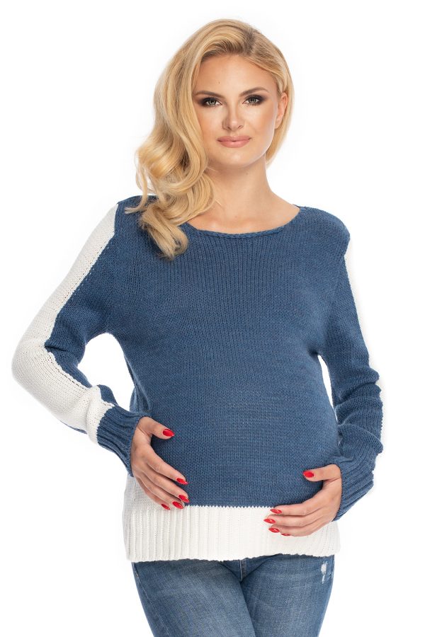 Blue Pregnancy Sweater in Sweter Ciążowy with Acrylic