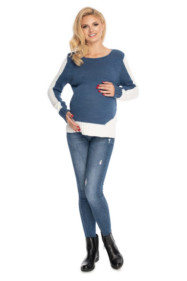 Blue Pregnancy Sweater in Sweter Ciążowy with Acrylic