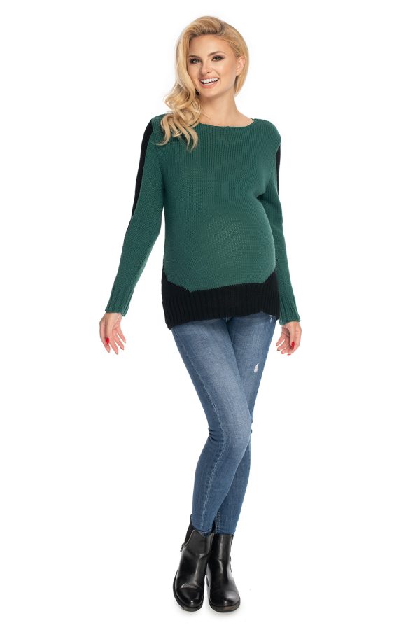 Green Pregnancy Sweater in Sweter Ciążowy with Acrylic
