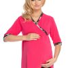 Pink Pregnancy Pajamas in Maternity Nightwear with Cotton and Spandex