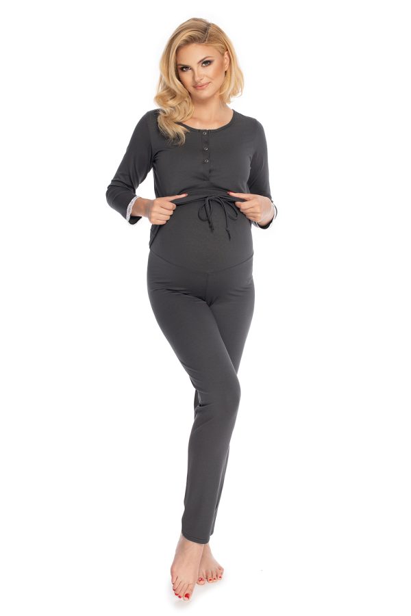 Grey Pregnancy Pajamas in Maternity Nightwear with Spandex and Viscose
