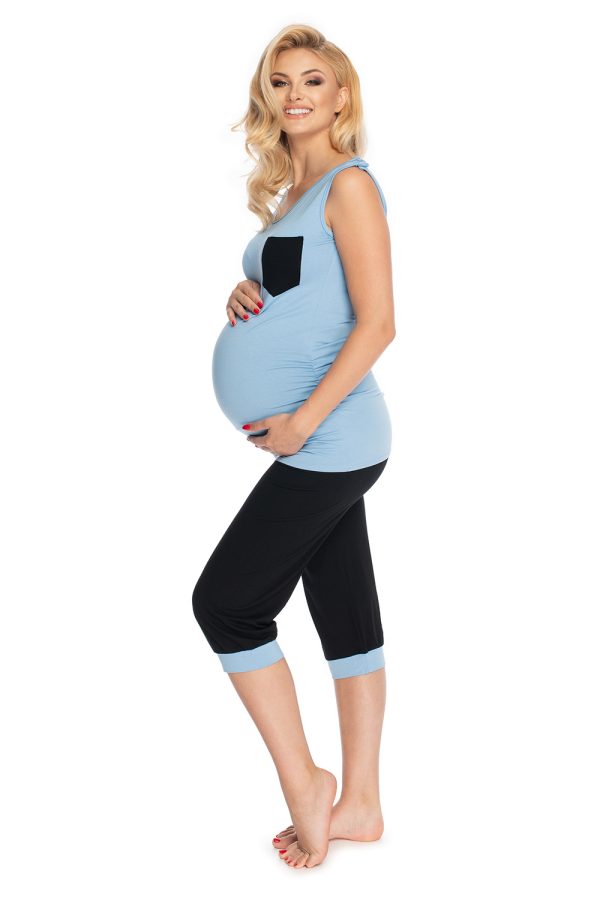 Blue Pregnancy Pajamas in Maternity Nightwear with Spandex and Viscose