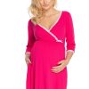Pink Maternity Nightgown in Maternity Nightwear with Spandex and Viscose