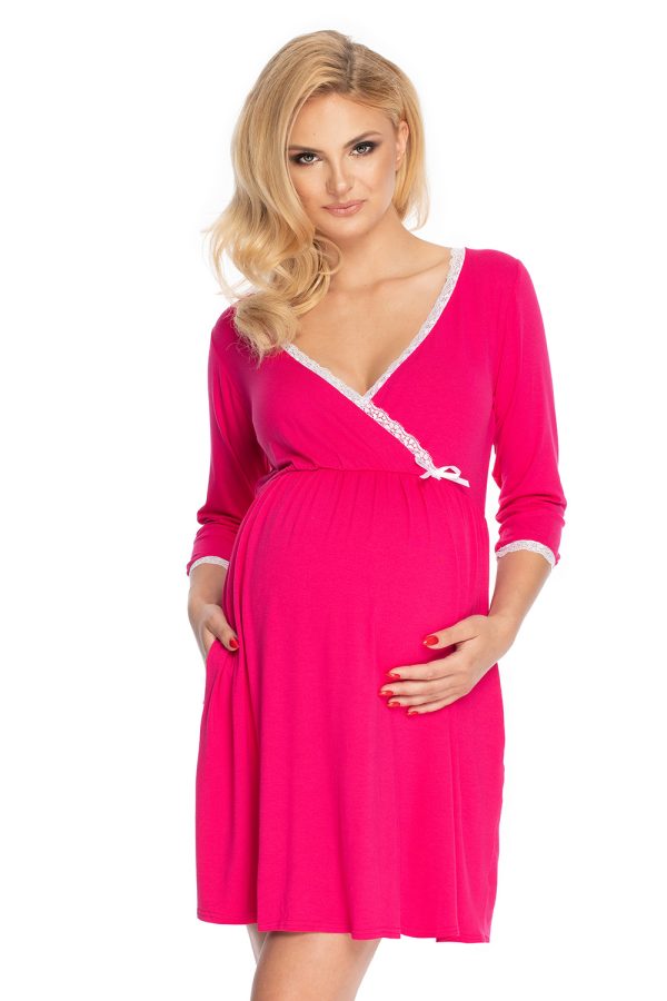 Pink Maternity Nightgown in Maternity Nightwear with Spandex and Viscose