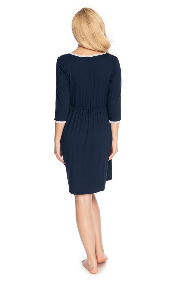 Navy Blue Maternity Nightgown in Maternity Nightwear with Spandex and Viscose