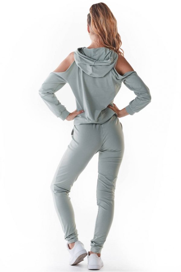 Green Tracksuit Trousers in Women`s Tracksuit Bottoms, Sports Pants with Cotton and Lycra