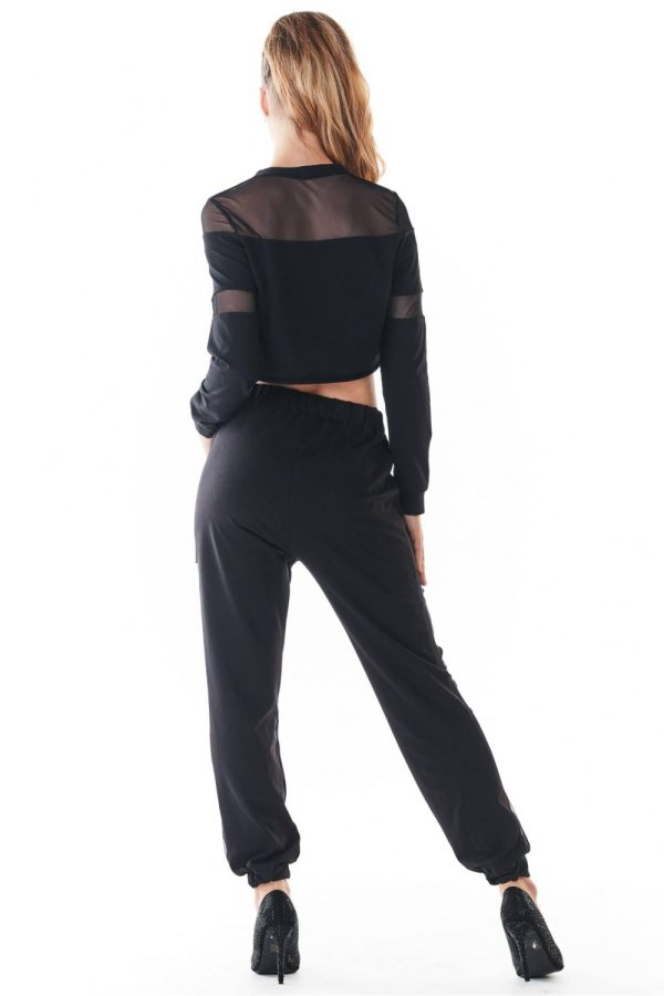 Black Tracksuit Trousers in Women`s Tracksuit Bottoms, Sports Pants with Cotton and Lycra