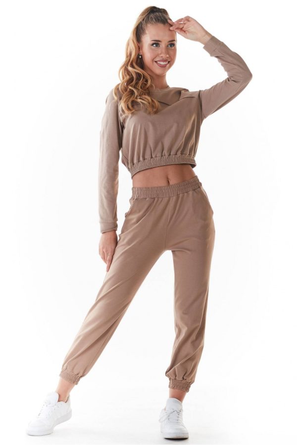 Beige Sweatshirt in Sweatshirts For Women with Cotton and Lycra
