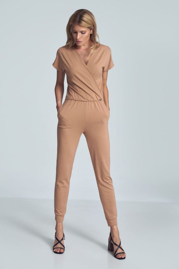 Beige Suit in Playsuits For Women with Spandex, Polyester and Viscose