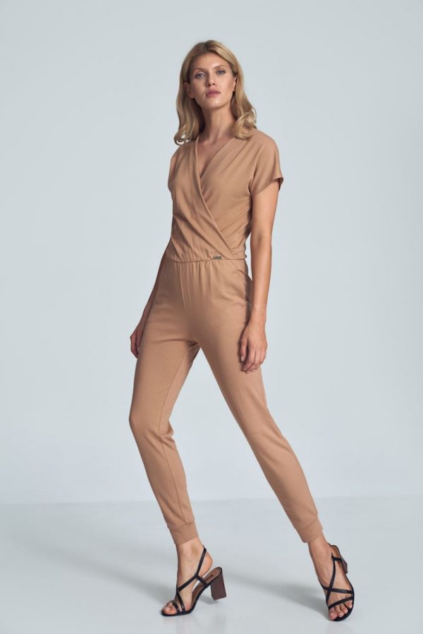 Beige Suit in Playsuits For Women with Spandex, Polyester and Viscose