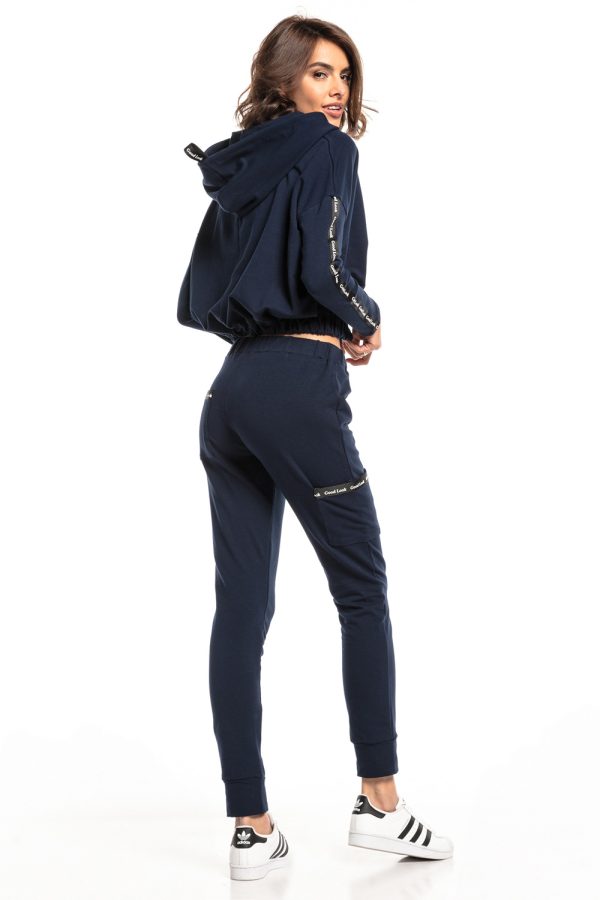 Navy Blue Tracksuit Trousers in Women`s Tracksuit Bottoms, Sports Pants with Cotton and Polyester