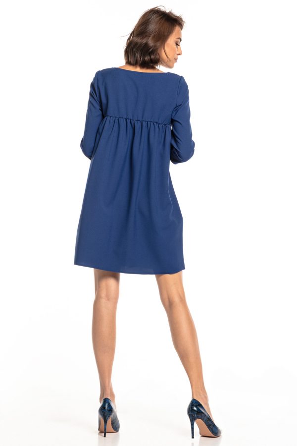 Navy Blue Daydress in Day Dresses with Spandex and Polyester