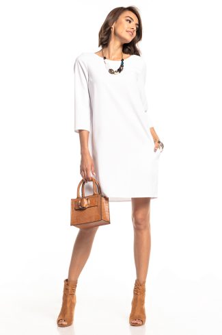 White Daydress in Day Dresses with Spandex and Polyester