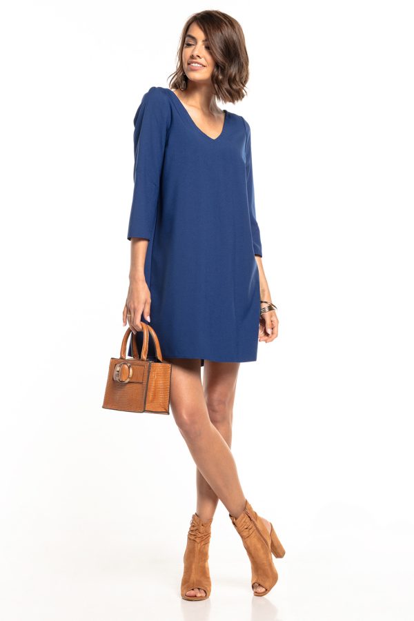 Navy Blue Daydress in Day Dresses with Spandex and Polyester
