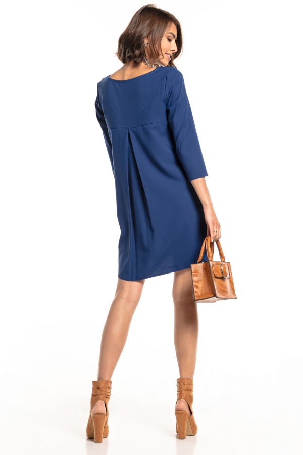 Navy Blue Daydress in Day Dresses with Spandex and Polyester