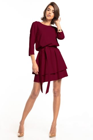 889263 Red Daydress in Day Dresses with Spandex and Polyester
