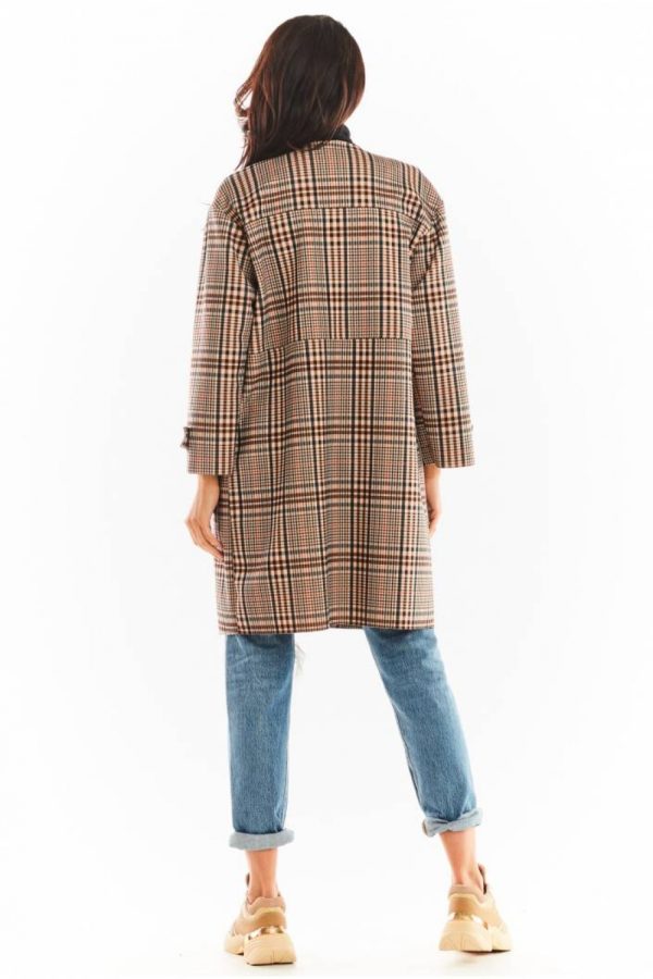 Brown Coat in Women`s Coats, Jackets with Spandex and Polyester
