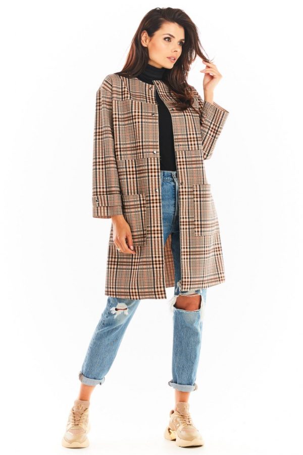 Brown Coat in Women`s Coats, Jackets with Spandex and Polyester