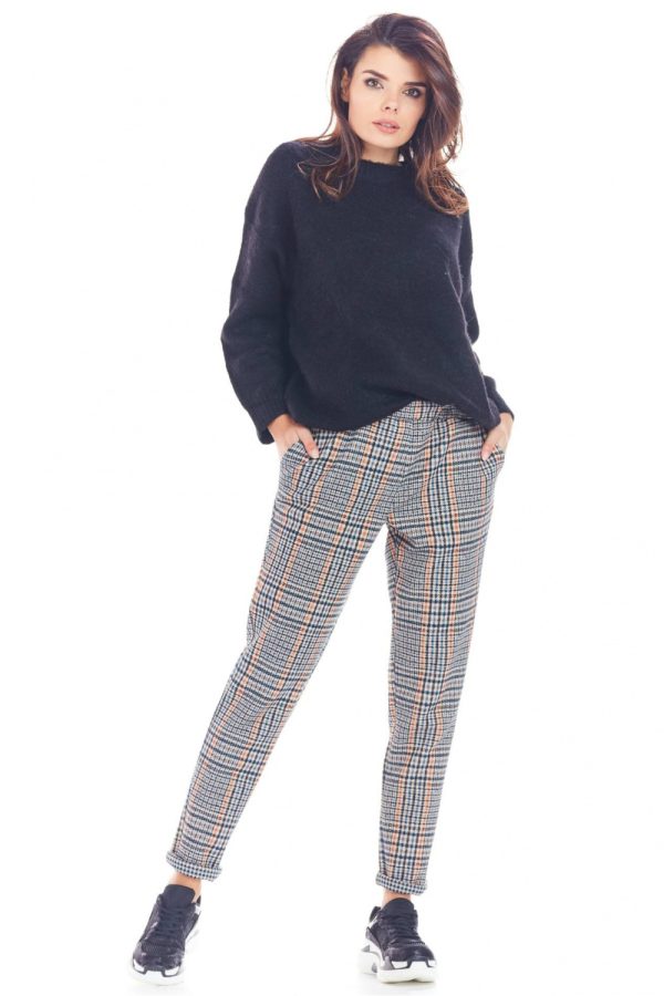 Navy Blue Women Trousers in Pants, Trousers, Shorts with Spandex and Polyester