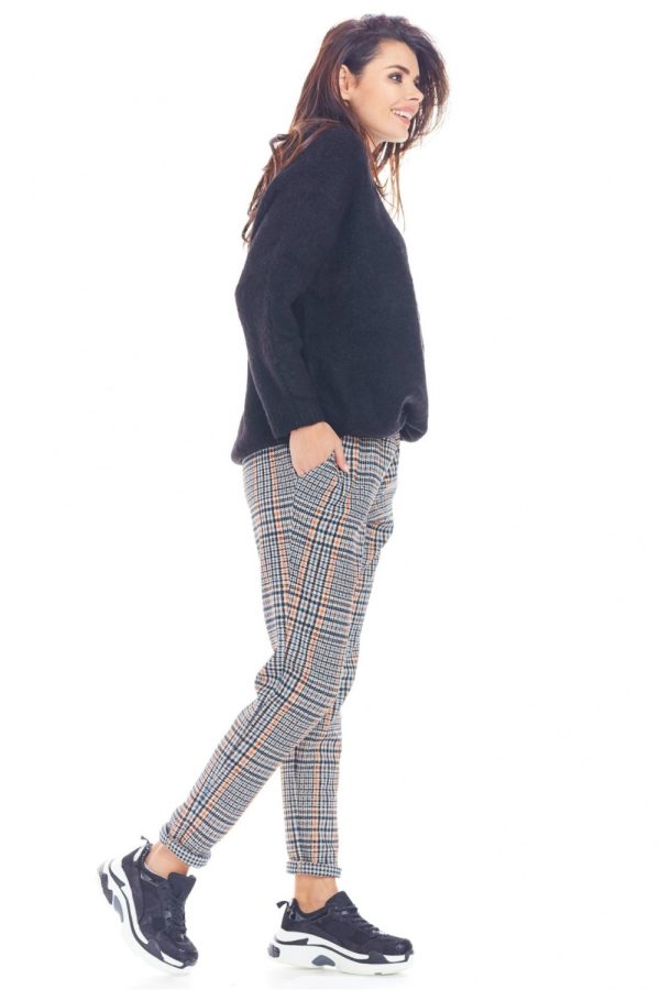 Navy Blue Women Trousers in Pants, Trousers, Shorts with Spandex and Polyester