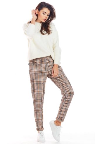Brown Women Trousers in Pants, Trousers, Shorts with Spandex and Polyester