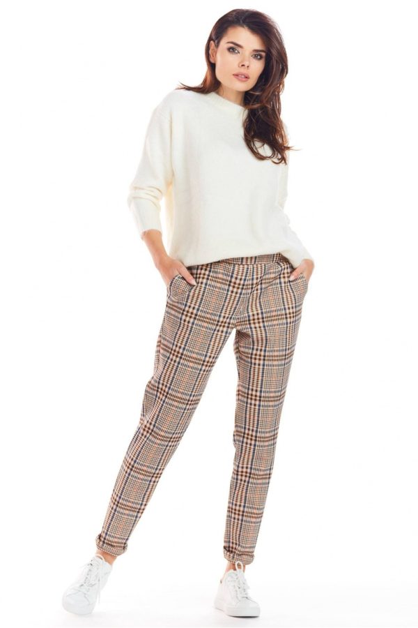 Brown Women Trousers in Pants, Trousers, Shorts with Spandex and Polyester