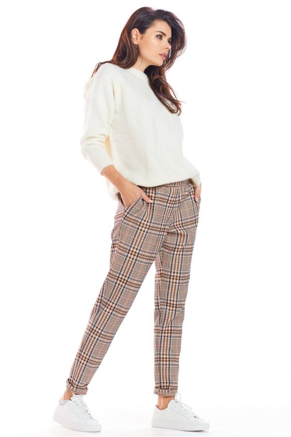 Brown Women Trousers in Pants, Trousers, Shorts with Spandex and Polyester