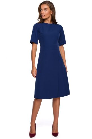 Navy Blue Daydress in Day Dresses with Spandex and Polyester