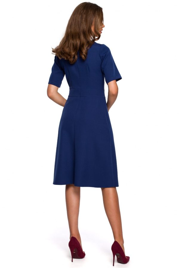 Navy Blue Daydress in Day Dresses with Spandex and Polyester