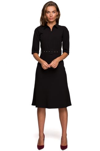 Black Daydress in Day Dresses with Spandex, Polyester and Viscose
