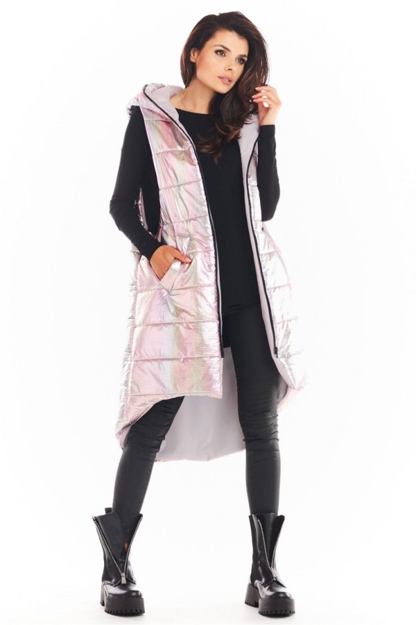 Pink Gilet in Women`s Coats, Jackets with Polyester