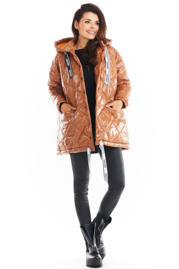Beige Jacket in Women`s Coats, Jackets with Polyester