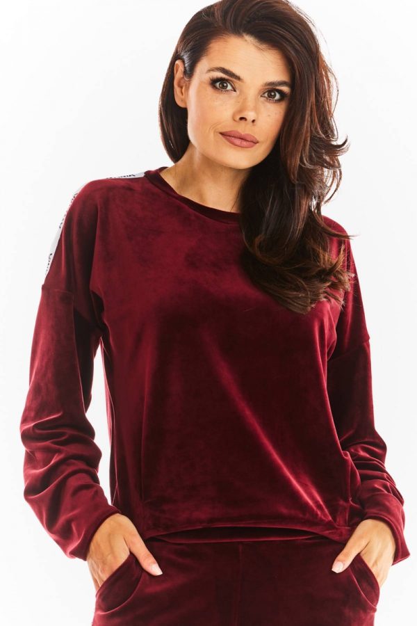 Red Sweatshirt in Sweatshirts For Women with Polyester and Spandex