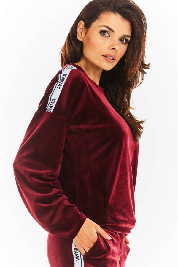 Red Sweatshirt in Sweatshirts For Women with Polyester and Spandex