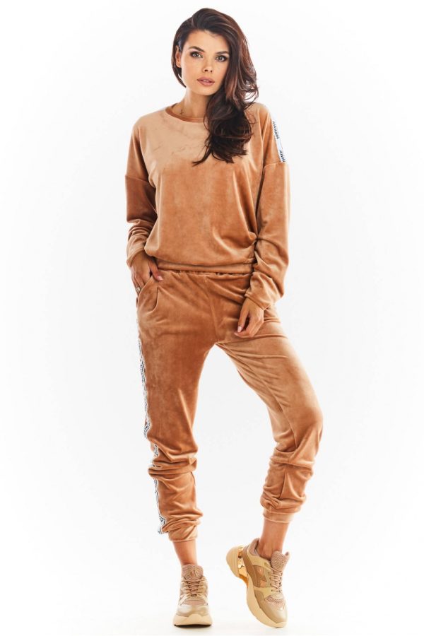 Beige Sweatshirt in Sweatshirts For Women with Polyester and Spandex
